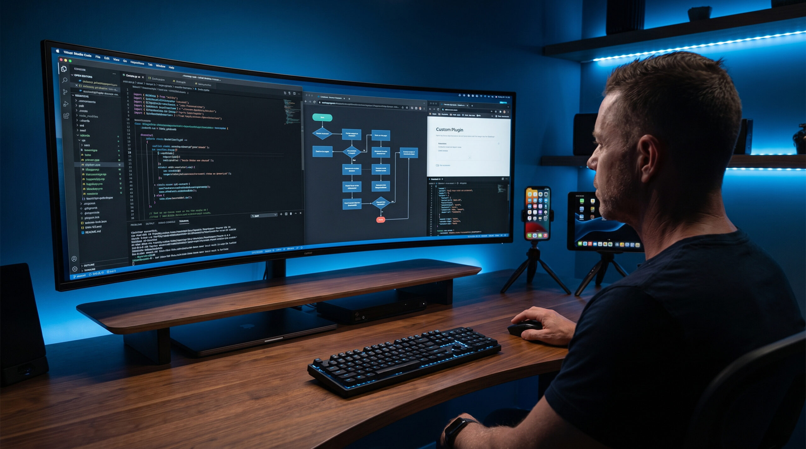 jacy zit achter computer en ontwikkkeld een maatwerkt plugin vibecoding