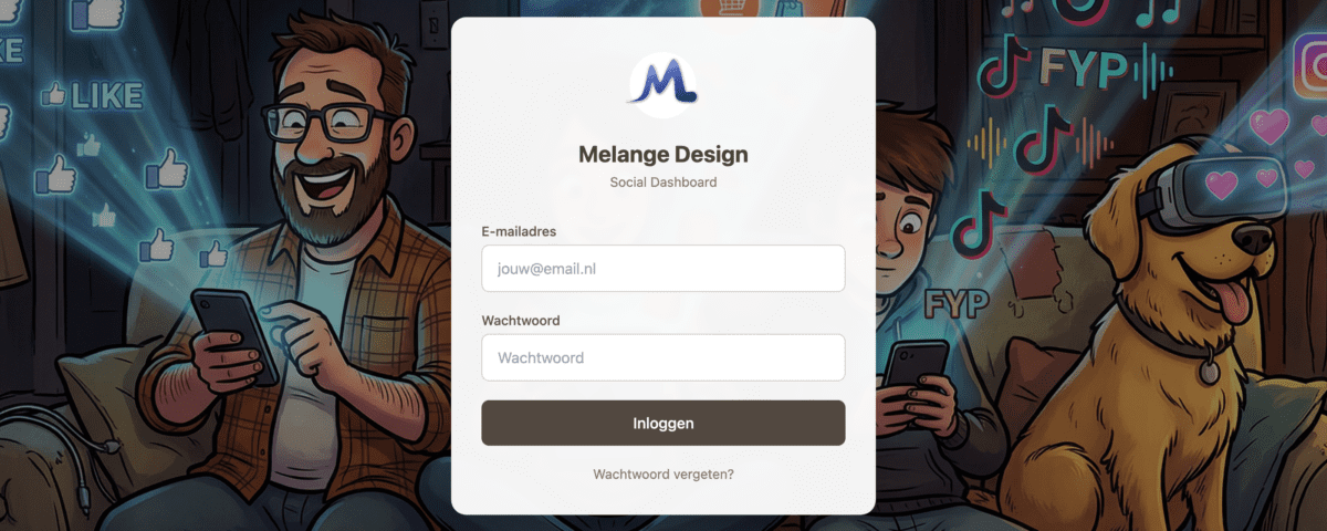 Inlogscherm van het Melange Design Social Dashboard