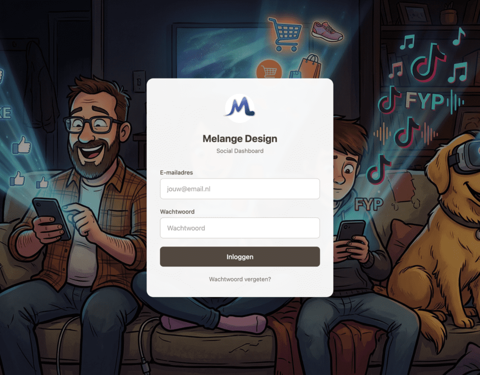 Inlogscherm van het Melange Design Social Dashboard