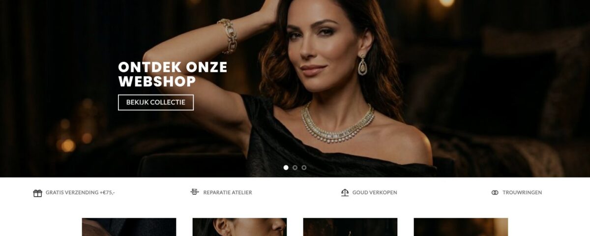 Homepage hero met luxe horloges-banner na SEO en footer optimalisatie