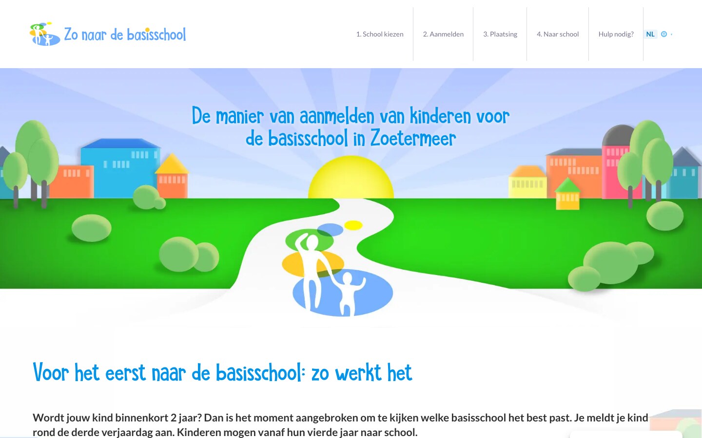 Homepage van de nieuwe website van basisschool Zonaarde in Zoetermeer